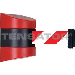 Tensator - 7-1/4" High x 4-3/4" Long x 4-3/4" Wide Magnetic Wall Mount Barrier - Metal, Red Powdercoat Finish, Red/Black, Use with Wall Mount - Exact Tool & Supply