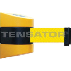 Tensator - 5-1/2" High x 3-1/4" Long x 3-1/4" Wide Magnetic Wall Mount Barrier - Metal, Yellow Powdercoat Finish, Black/Yellow, Use with Wall Mount - Exact Tool & Supply