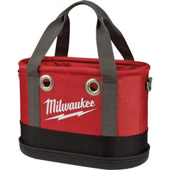 Milwaukee Tool - 24 Pocket, Ballistic Nylon, Black/Red Tool Bag - Exact Tool & Supply