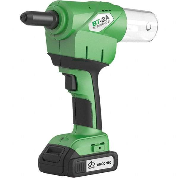 Marson - All up to 3/16" Closed End Rivet Capacity , 2,248 Lb Pull Force Cordless Electric Riveter - 0.83" Stroke Length, 14.4 Volt, Mandrel Collection, Battery Included - Exact Tool & Supply