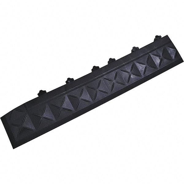 Ergo Advantage - 22" Long x 4" Wide x 1" Thick, Anti-Fatigue Modular Matting Anti-Fatigue Flooring - Male, 1 Interlocking Side, Black, For Dry Areas - Exact Tool & Supply
