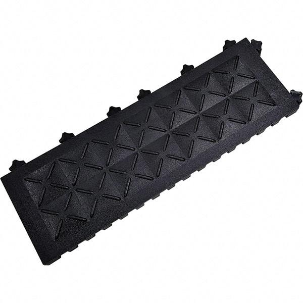 Ergo Advantage - 6" Long x 18" Wide x 1" Thick, Anti-Fatigue Modular Matting Anti-Fatigue Flooring - 2 Interlocking Sides, Black, For Dry Areas - Exact Tool & Supply