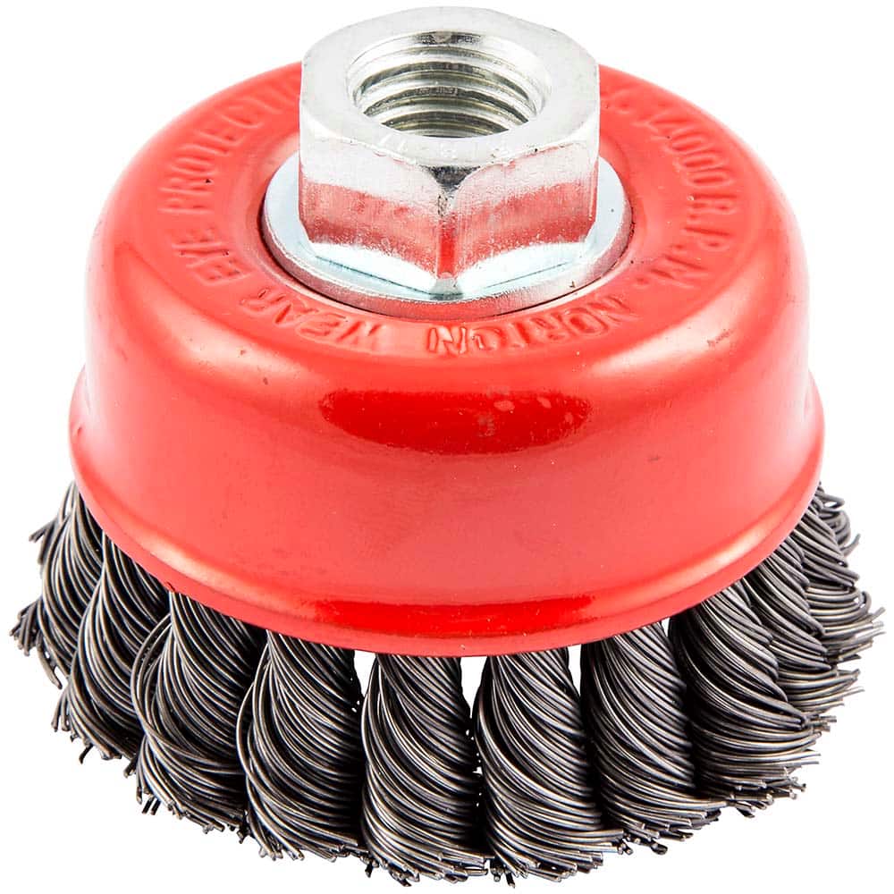 Norton - 2-3/4" Diam 5/8-11 Threaded Arbor Carbon Steel Fill Cup Brush - Exact Tool & Supply