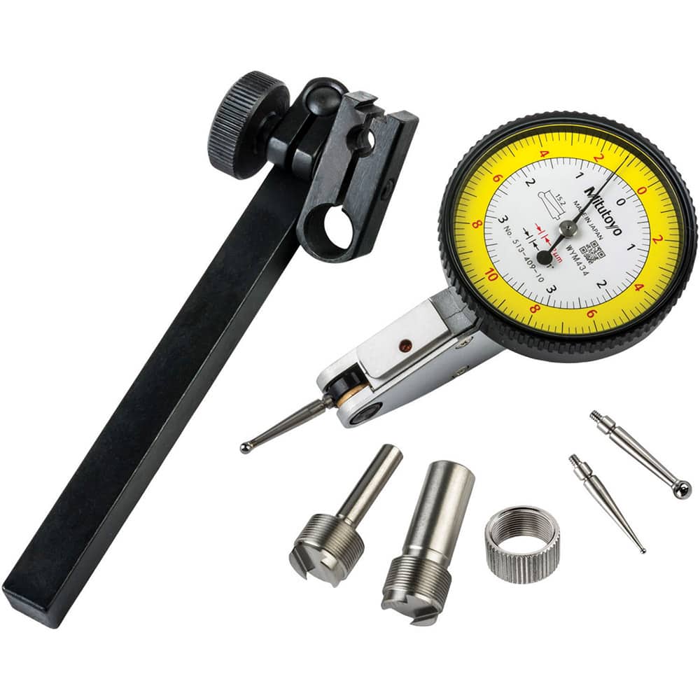 Mitutoyo - 0 to 0.008", 0.000100" Graduation, Horizontal Dial Test Indicator - Exact Tool & Supply