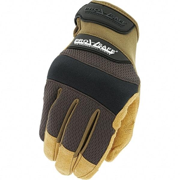 PRO-SAFE - Size XL (11) Work Gloves - For General Purpose, Uncoated, Hook & Loop Cuff, Full Fingered, Brown, Paired - Exact Tool & Supply