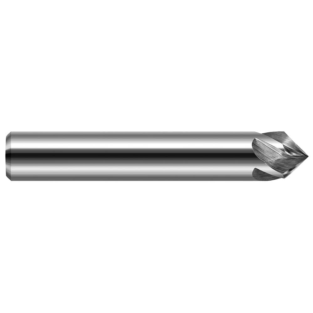 Harvey Tool - 3/8" Diam 60°/120° 4-Flute Single End Solid Carbide Chamfer Mill - Exact Tool & Supply