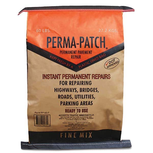 Perma-Patch - Drywall & Hard Surface Compounds; Type: Blacktop Repair; Permanent Asphalt Material; Pothole Patch ; Color: Black ; Container Size (Lb.): 60 ; Container Type: Bag ; Container Type: Bag ; Material: Asphalt Concrete - Exact Tool & Supply
