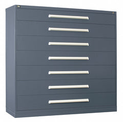 Stationary Full Height Modular Drawer Cabinet, 7 Drawers, 60"W x 27-3/4"D x 59"H Light Gray