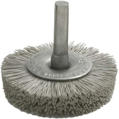 Brush Research Mfg. - 80 Grit, 1-3/4" Brush Diam, Crimped, Flared End Brush - Coarse Grade, 1/4" Diam Steel Shank, 2,500 Max RPM - Exact Tool & Supply