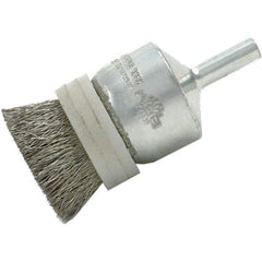 Brush Research Mfg. - 1" Brush Diam, Crimped, End Brush - 1/4" Diam Steel Shank, 20,000 Max RPM - Exact Tool & Supply