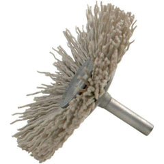 Brush Research Mfg. - 120 Grit, 2-1/2" Brush Diam, Crimped, Flared End Brush - Medium Grade, 1/4" Diam Steel Shank, 2,500 Max RPM - Exact Tool & Supply