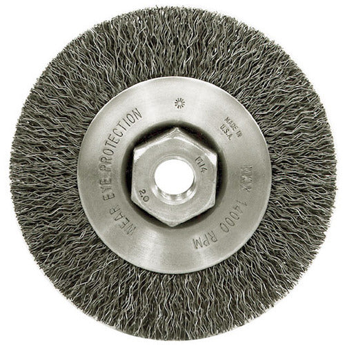 4″ Narrow Face Crimped Wire Wheel, .014″ Steel Fill, M14 × 2.0 Nut - Exact Tool & Supply