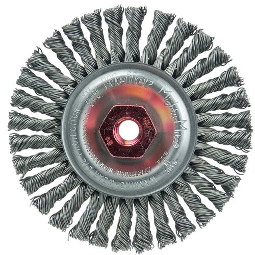 4″ Diameter - MI0 × 1.50 Arbor Hole - Stringer Bead Twist Steel Wire Straight Wheel - Exact Tool & Supply