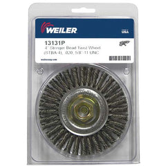 Mini Roughneck 4″ Stringer Bead Wheel, .020″ Steel Wire Fill, 5/8″-11 UNC Nut, Retail Pack - Exact Tool & Supply