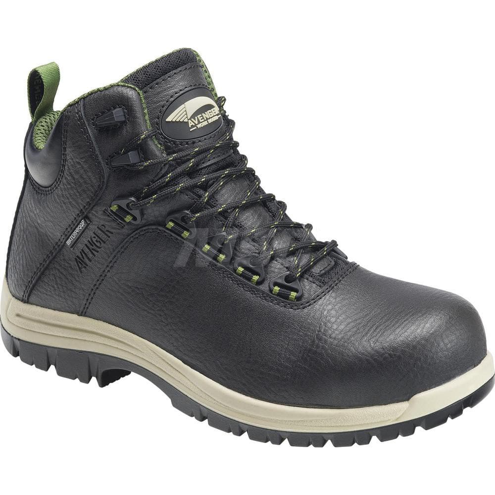 Work Boot: Size 10.5, 6″ High, Leather, Composite Toe Medium Width, Non-Slip Sole