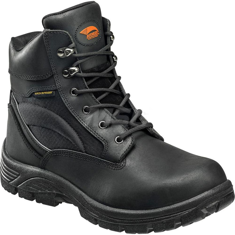 Work Boot: Size 13, 6″ High, Leather, Steel Toe Wide Width, Non-Slip Sole