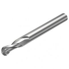 R216.42-02030-AK60A H10F 2mm 2 FL Solid Carbide Ball Nose End Mill w/Cylindrical Shank - Exact Tool & Supply