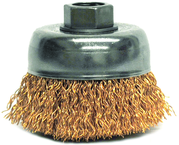 3" Crimped Wire Cup Brush - .020 Bronze; 5/8-11 A.H. - Non-Sparking Wire Wheel - Exact Tool & Supply