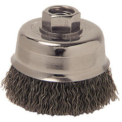 3″ Crimped Wire Cup Brush, .014″ Steel Fill, M14 × 2.0 Nut - Exact Tool & Supply