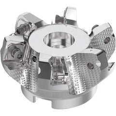 Seco - 2-1/2" Cut Diam, 3/4" Arbor Hole, 0.315" Max Depth of Cut, 71° Indexable Chamfer & Angle Face Mill - 6 Inserts, SN.. Insert, Right Hand Cut, 6 Flutes, Through Coolant, Series R220.56 - Exact Tool & Supply