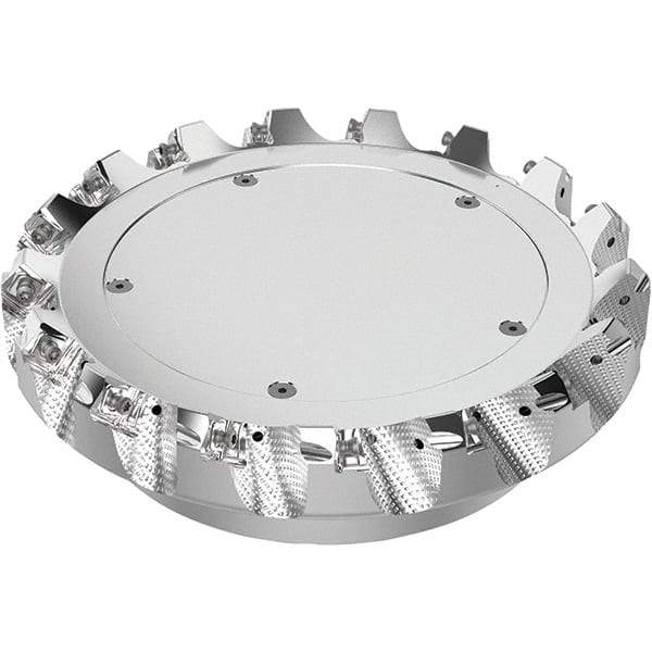 Seco - 200mm Cut Diam, 60mm Arbor Hole, 6mm Max Depth of Cut, 48° Indexable Chamfer & Angle Face Mill - 17 Inserts, SN.. Insert, Right Hand Cut, 17 Flutes, Through Coolant, Series R220.54 - Exact Tool & Supply