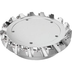 Seco - 8" Cut Diam, 2-1/2" Arbor Hole, 0.236" Max Depth of Cut, 48° Indexable Chamfer & Angle Face Mill - 17 Inserts, SN.. Insert, Right Hand Cut, 17 Flutes, Through Coolant, Series R220.54 - Exact Tool & Supply