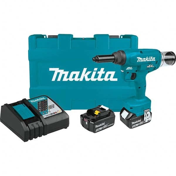 Makita - Cordless Riveters Fastener Type: Cordless Electric Riveter Closed End Rivet Capacity: All up to 1/4 - Exact Tool & Supply