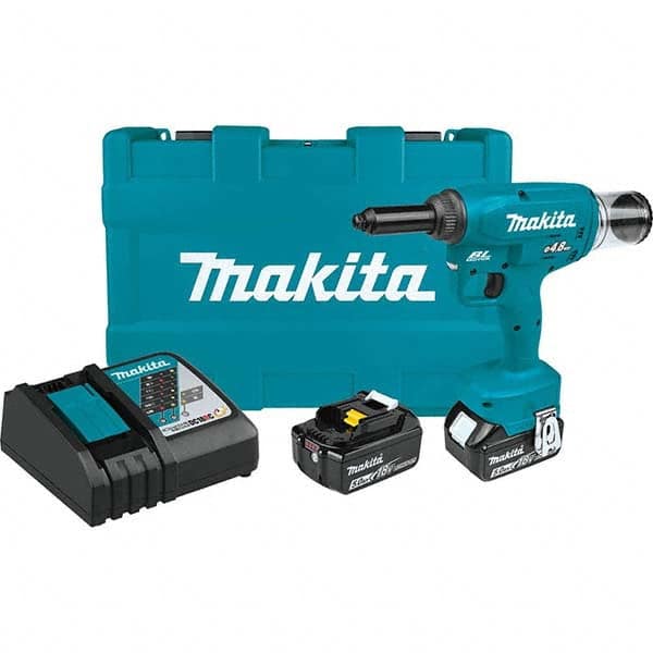 Makita - Cordless Riveters Fastener Type: Cordless Electric Riveter Closed End Rivet Capacity: All up to 3/16 - Exact Tool & Supply