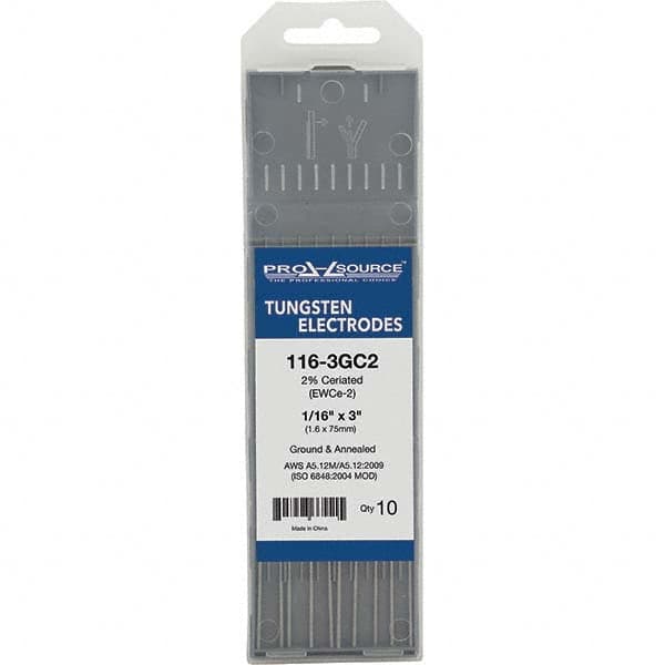 PRO-SOURCE - Tungsten Electrodes Type: 2% Ceriated Diameter (Inch): 1/16 - Exact Tool & Supply