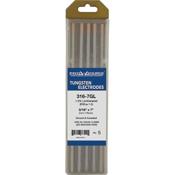 PRO-SOURCE - Tungsten Electrodes Type: 1.5% Lanthanated Diameter (Inch): 3/16 - Exact Tool & Supply