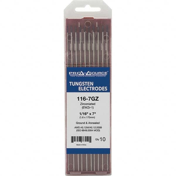 PRO-SOURCE - Tungsten Electrodes Type: Zirconiated Diameter (Inch): 1/16 - Exact Tool & Supply