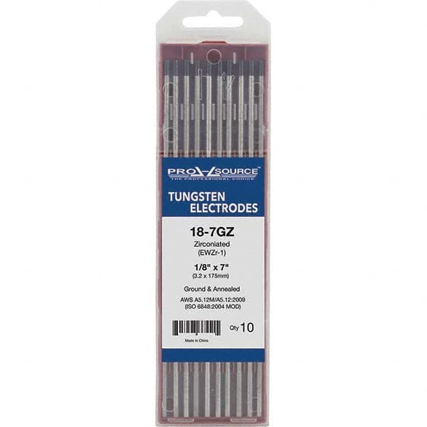 PRO-SOURCE - Tungsten Electrodes Type: Zirconiated Diameter (Inch): 1/8 - Exact Tool & Supply