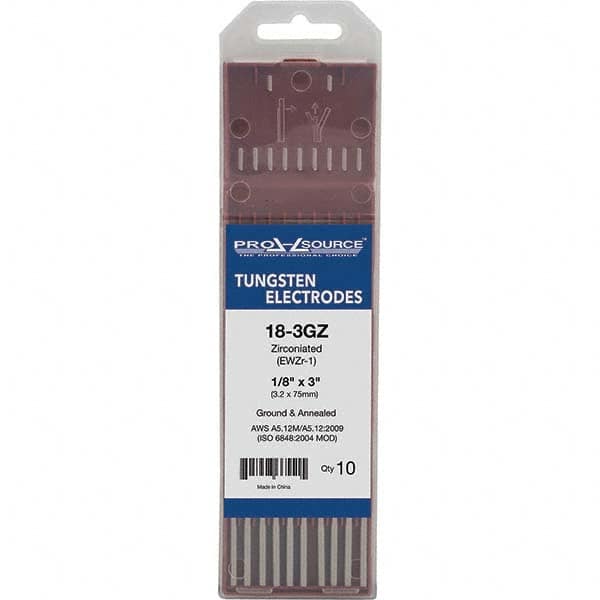 PRO-SOURCE - Tungsten Electrodes Type: Zirconiated Diameter (Inch): 1/8 - Exact Tool & Supply