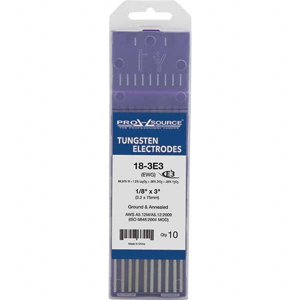 PRO-SOURCE - Tungsten Electrodes Type: E3 Diameter (Inch): 1/8 - Exact Tool & Supply