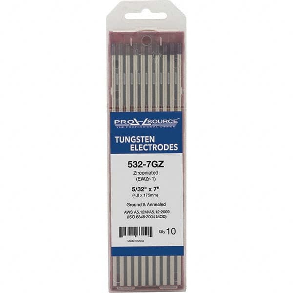 PRO-SOURCE - Tungsten Electrodes Type: Zirconiated Diameter (Inch): 5/32 - Exact Tool & Supply