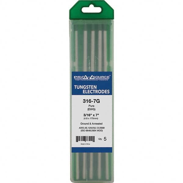 PRO-SOURCE - Tungsten Electrodes Type: Pure Diameter (Inch): 3/16 - Exact Tool & Supply