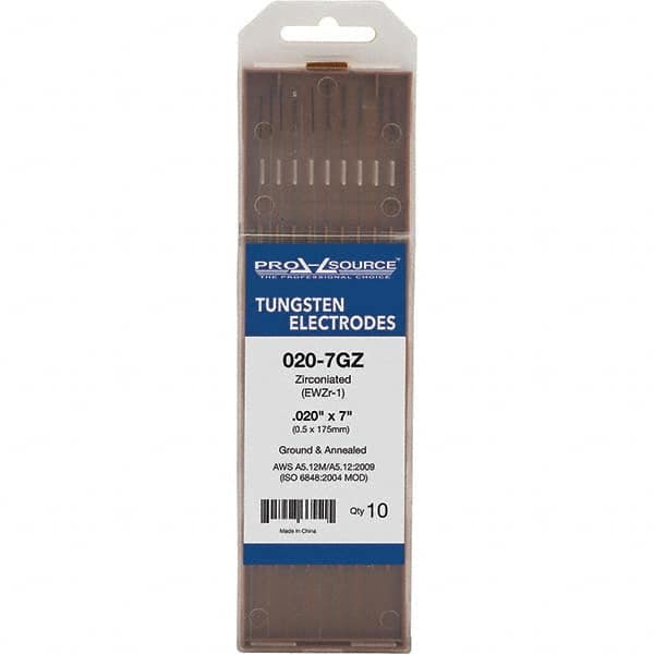 PRO-SOURCE - Tungsten Electrodes Type: Zirconiated Diameter (Inch): 0.020 - Exact Tool & Supply