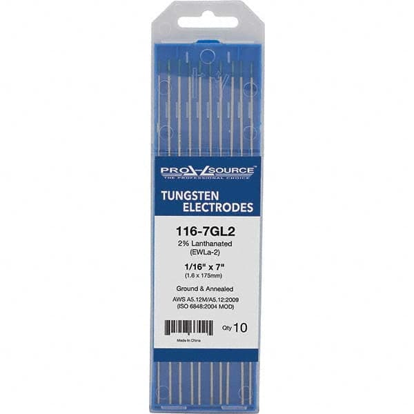 PRO-SOURCE - Tungsten Electrodes Type: 2% Lanthanated Diameter (Inch): 1/16 - Exact Tool & Supply