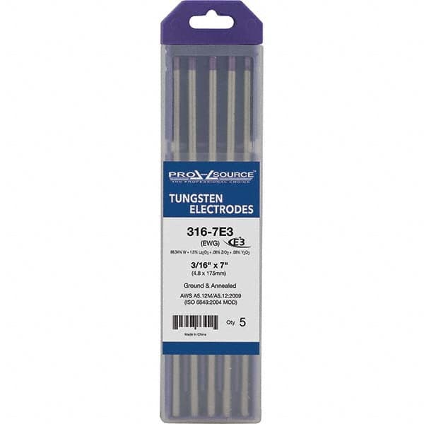 PRO-SOURCE - Tungsten Electrodes Type: E3 Diameter (Inch): 3/16 - Exact Tool & Supply