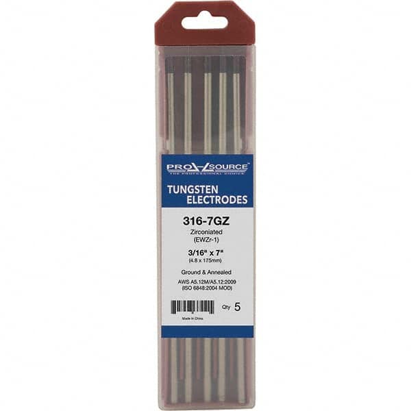 PRO-SOURCE - Tungsten Electrodes Type: Zirconiated Diameter (Inch): 3/16 - Exact Tool & Supply