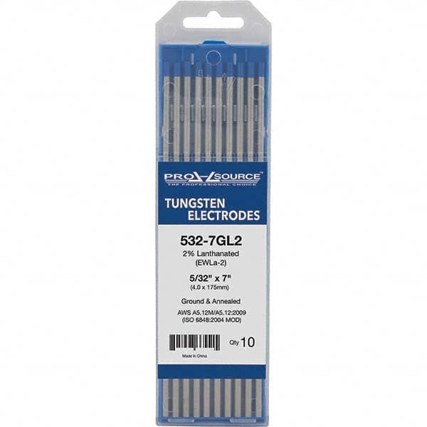 PRO-SOURCE - Tungsten Electrodes Type: 2% Lanthanated Diameter (Inch): 5/32 - Exact Tool & Supply
