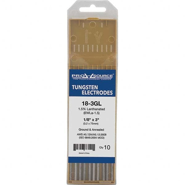 PRO-SOURCE - Tungsten Electrodes Type: 1.5% Lanthanated Diameter (Inch): 1/8 - Exact Tool & Supply