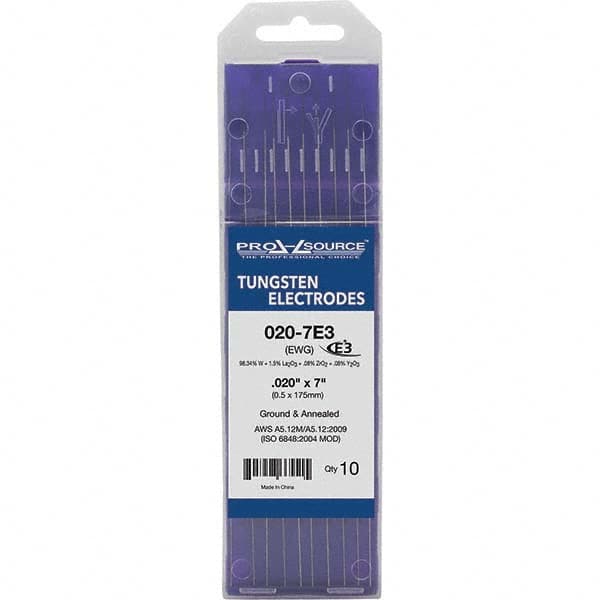 PRO-SOURCE - Tungsten Electrodes Type: E3 Diameter (Inch): 0.020 - Exact Tool & Supply