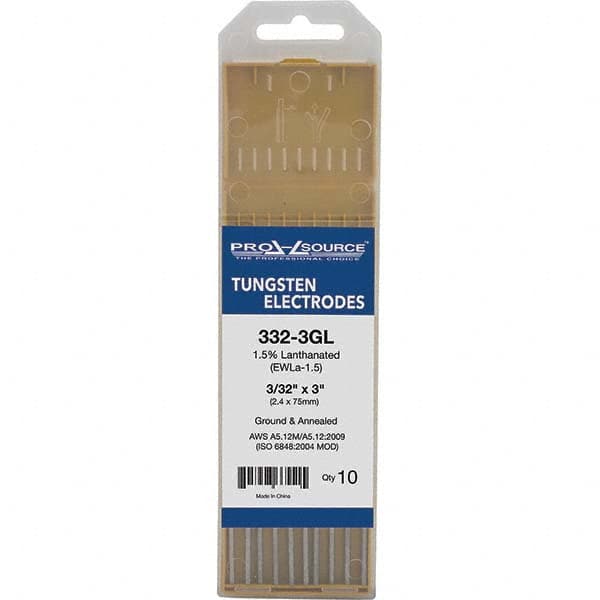 PRO-SOURCE - Tungsten Electrodes Type: 1.5% Lanthanated Diameter (Inch): 3/32 - Exact Tool & Supply