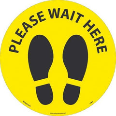 NMC - "Please Wait Here" Adhesive-Backed Floor Sign - Exact Tool & Supply