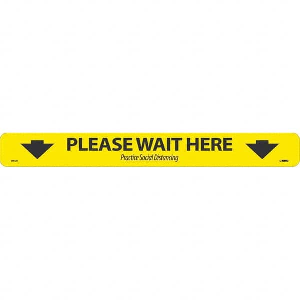 NMC - "Please Wait Here" Adhesive-Backed Floor Sign - Exact Tool & Supply