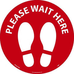 NMC - "Please Wait Here" Adhesive-Backed Floor Sign - Exact Tool & Supply