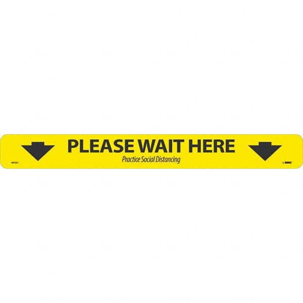 NMC - "Please Wait Here" Adhesive-Backed Floor Sign - Exact Tool & Supply