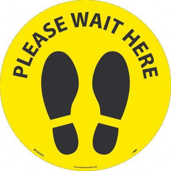 NMC - "Please Wait Here" Adhesive-Backed Floor Sign - Exact Tool & Supply
