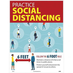 NMC - "COVID 19 - Practice Social Distancing", 18" Wide x 24" High, Paper Safety Sign - Exact Tool & Supply